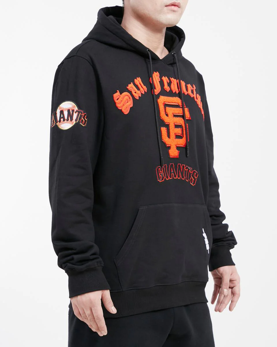 Pro Standard San Francisco Giants Old English FLC Po Hoodie-Black product image 3, provided for visual reference and product