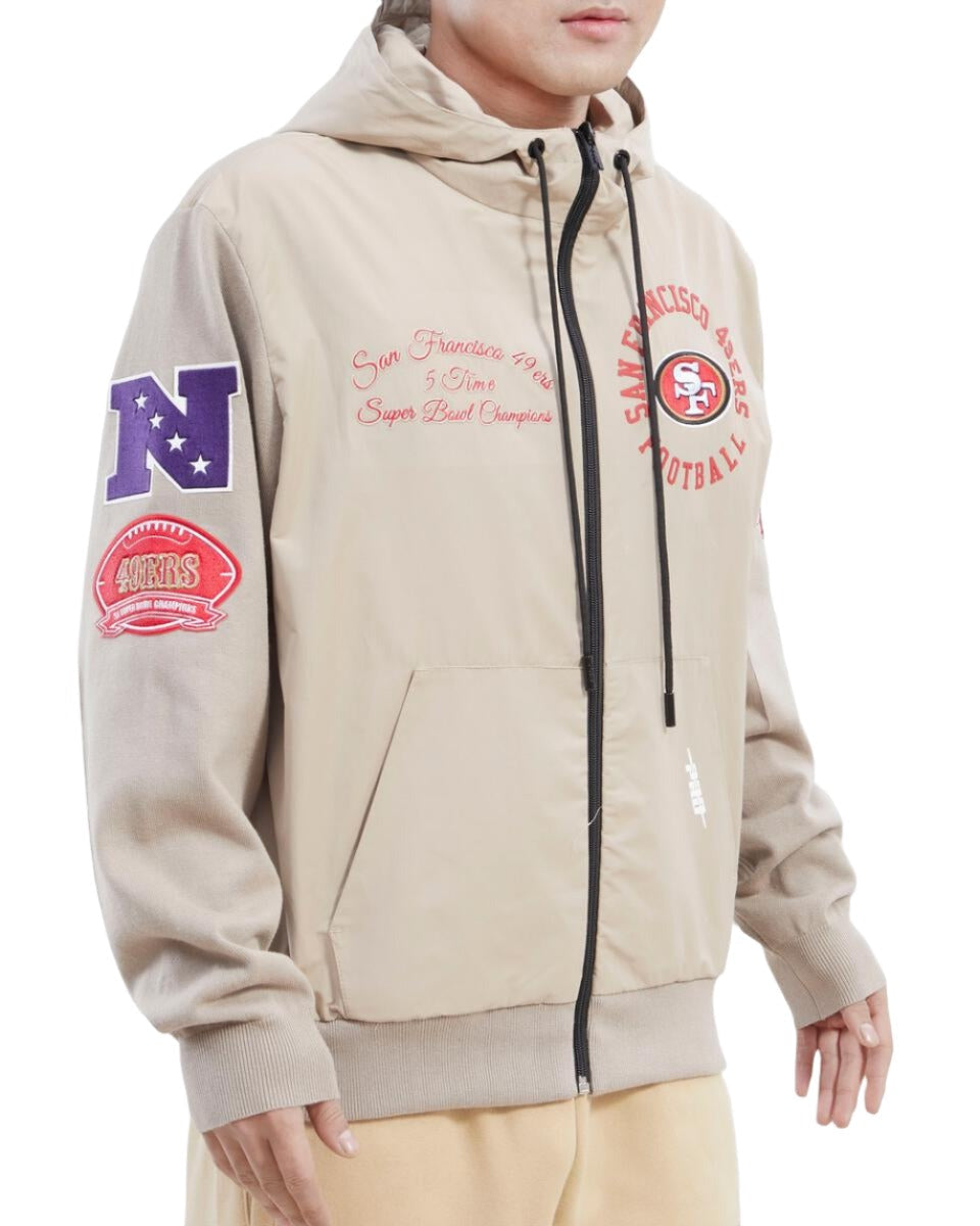 Pro Standard San Francisco 49Ers Hybrid Woven Fz Hoodie product image 3, provided for visual reference and product detail