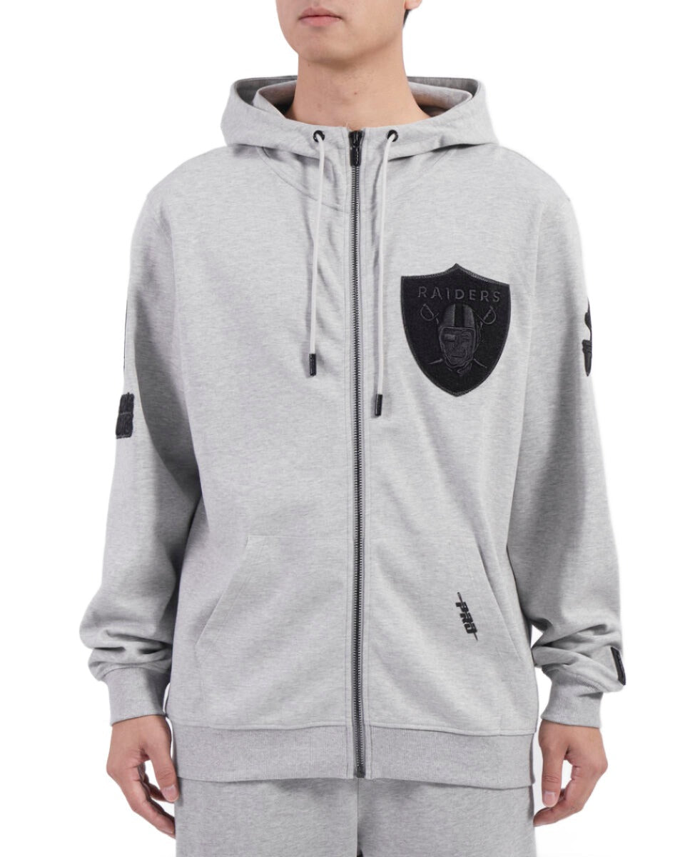 Pro Standard Las Vegas Raiders Triple Tonal Full-Zip Hoodie-Grey product image 1, provided for visual reference and product