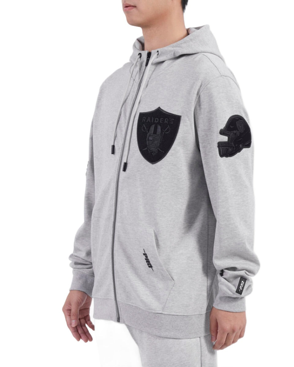 Pro Standard Las Vegas Raiders Triple Tonal Full-Zip Hoodie-Grey product image 4, provided for visual reference and product