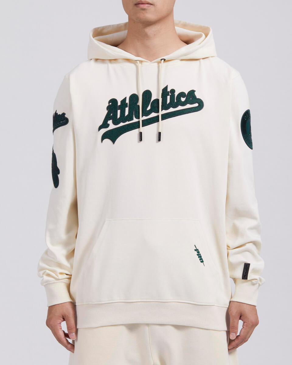 Pro Standard Oakland Athletics Triple Tonal DK PU Hoodie-EggShell product image 1, provided for visual reference and product