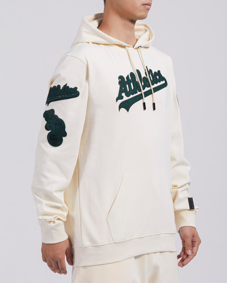 Pro Standard Oakland Athletics Triple Tonal DK PU Hoodie-EggShell product image 3, provided for visual reference and product