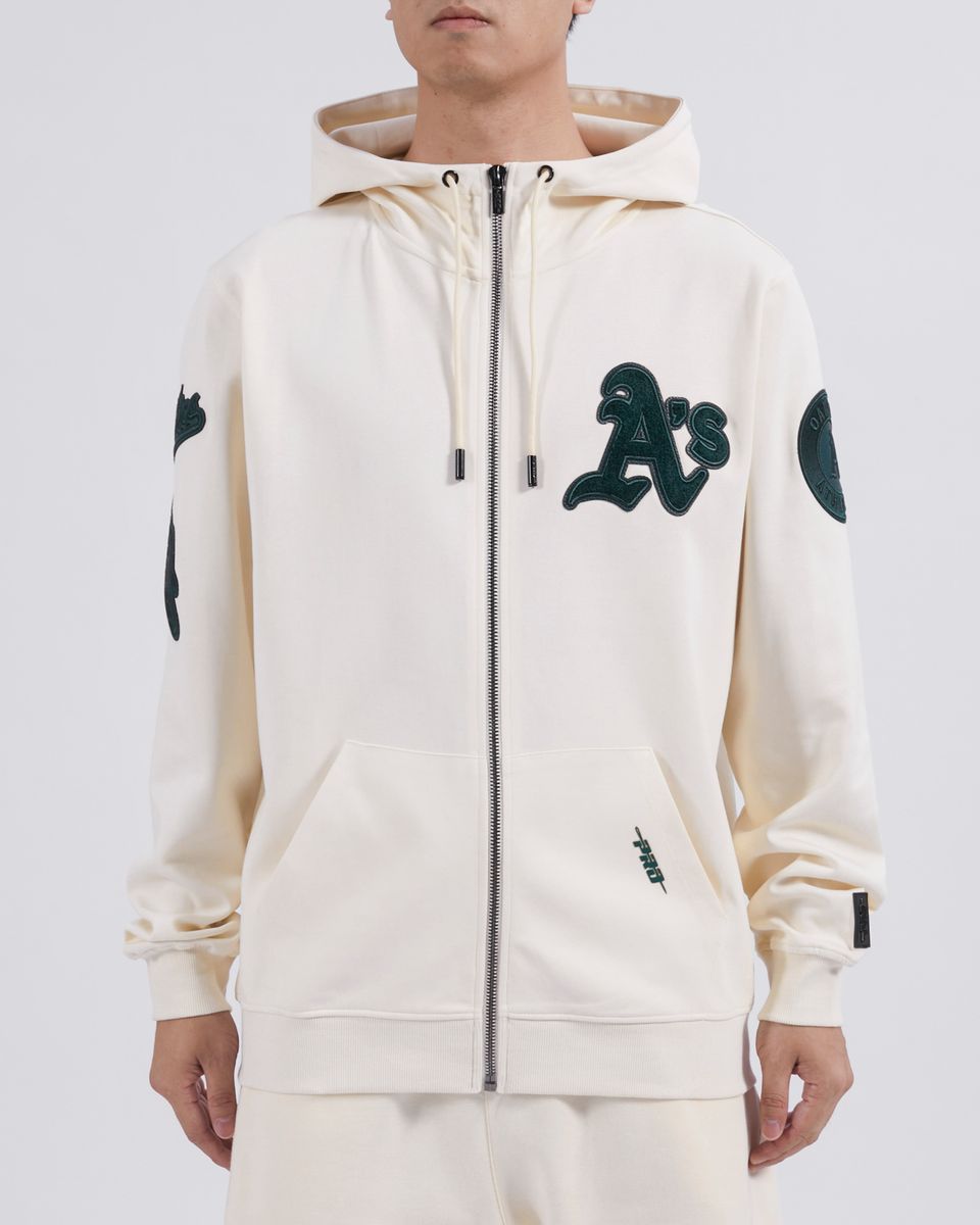 Pro Standard Oakland Athletics Triple Tonal DK Full-Zip Up Hoodie - EggShell product image 1, provided for visual reference