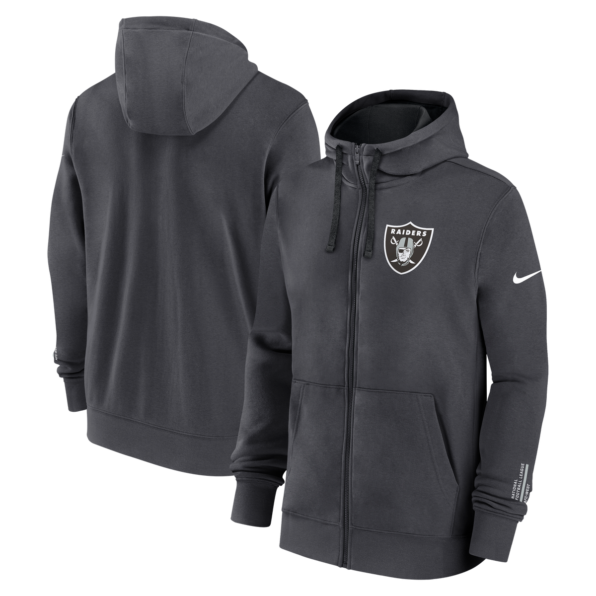 Nike Men Las Vegas Raiders Club Full Zip Jacket-Black product image 3, provided for visual reference and product detail