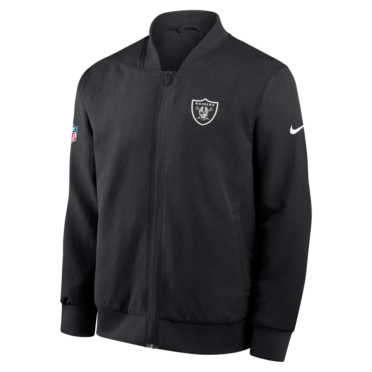 Nike Men Las Vegas Raiders Full-Zip Bomber Jacket-Black product image 1, provided for visual reference and product detail