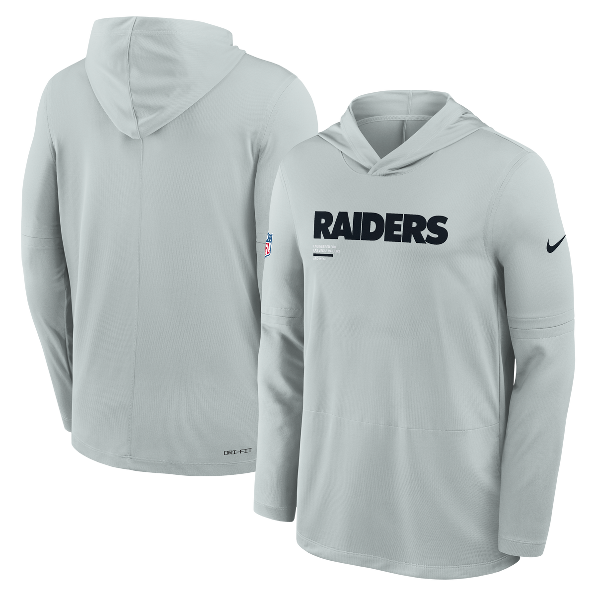 Nike Las Vegas Raiders Light Weight T-Shirt Hoodie-Gray product image 2, provided for visual reference and product detail