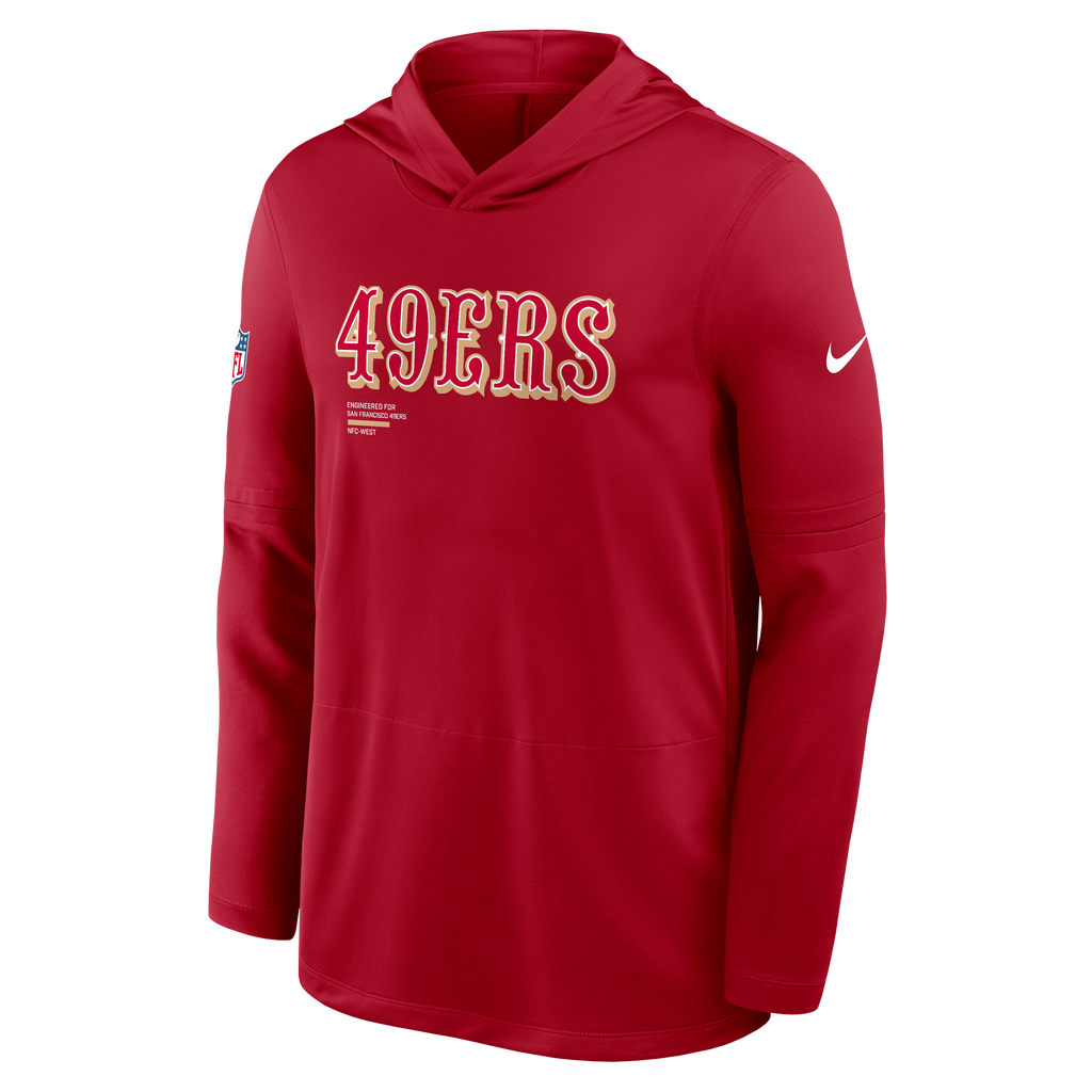 Nike San Francisco 49ers Light Weight T-Shirt Hoodie-Scarlet product image 1, provided for visual reference and product