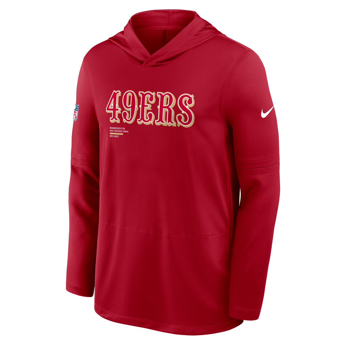 Nike San Francisco 49ers Light Weight T-Shirt Hoodie-Scarlet product image 1, provided for visual reference and product