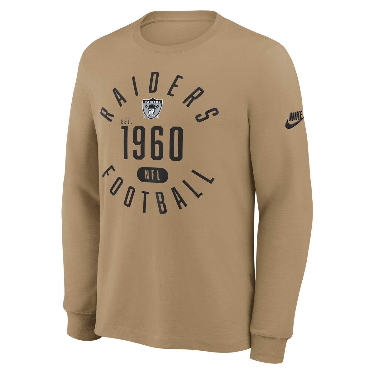 Nike Las Vegas Raiders Rewind Long Sleeve T-Shirt product image 1, provided for visual reference and product detail review