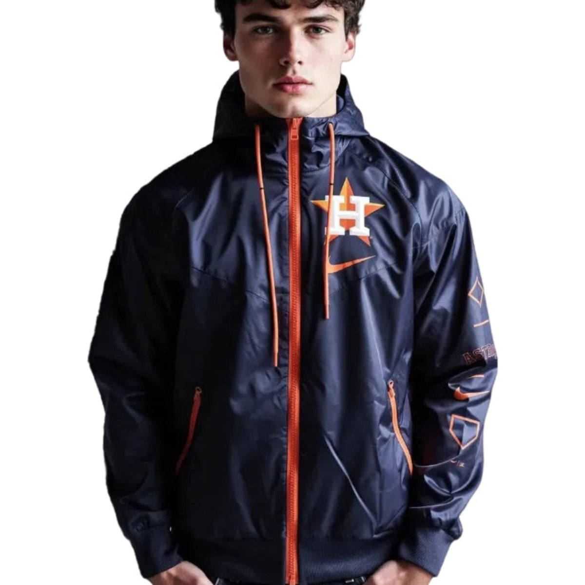 Nike Houston Astros Authentic Performance Full-Zip Windbreaker-Navy product image 1, provided for visual reference and