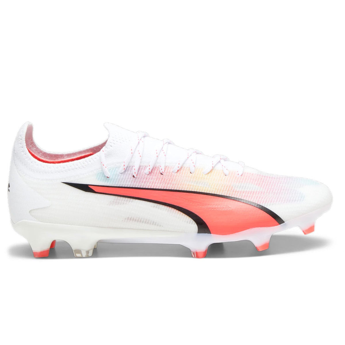 Puma Men Ultra Ultimate Soccer Cleats FG/AG-White-Black-Fire Orchid product image 1, provided for visual reference and