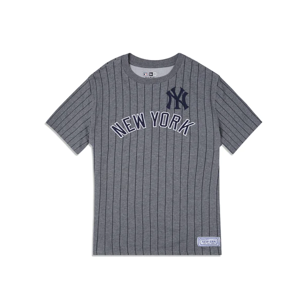 New Era New York Yankees Striped Gray T-Shirt-Grey product image 1, provided for visual reference and product detail review