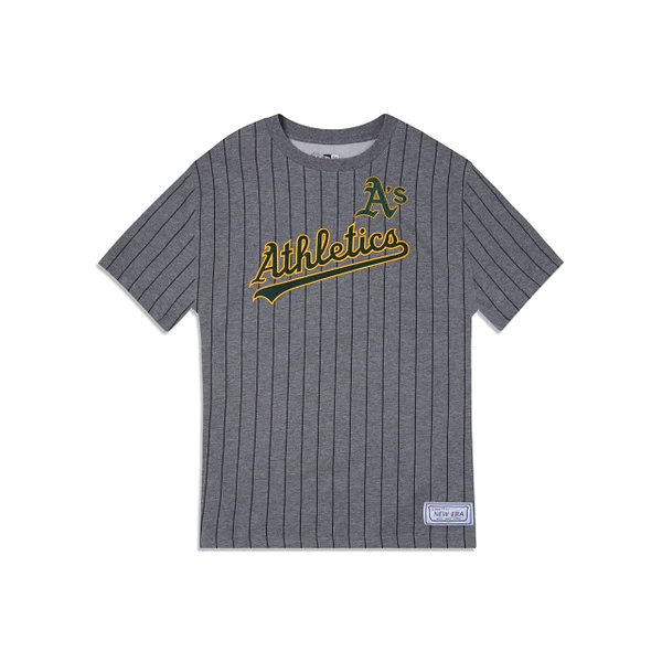 New Era Oakland Athletics Striped Gray T-Shirt-Grey product image 1, provided for visual reference and product detail review