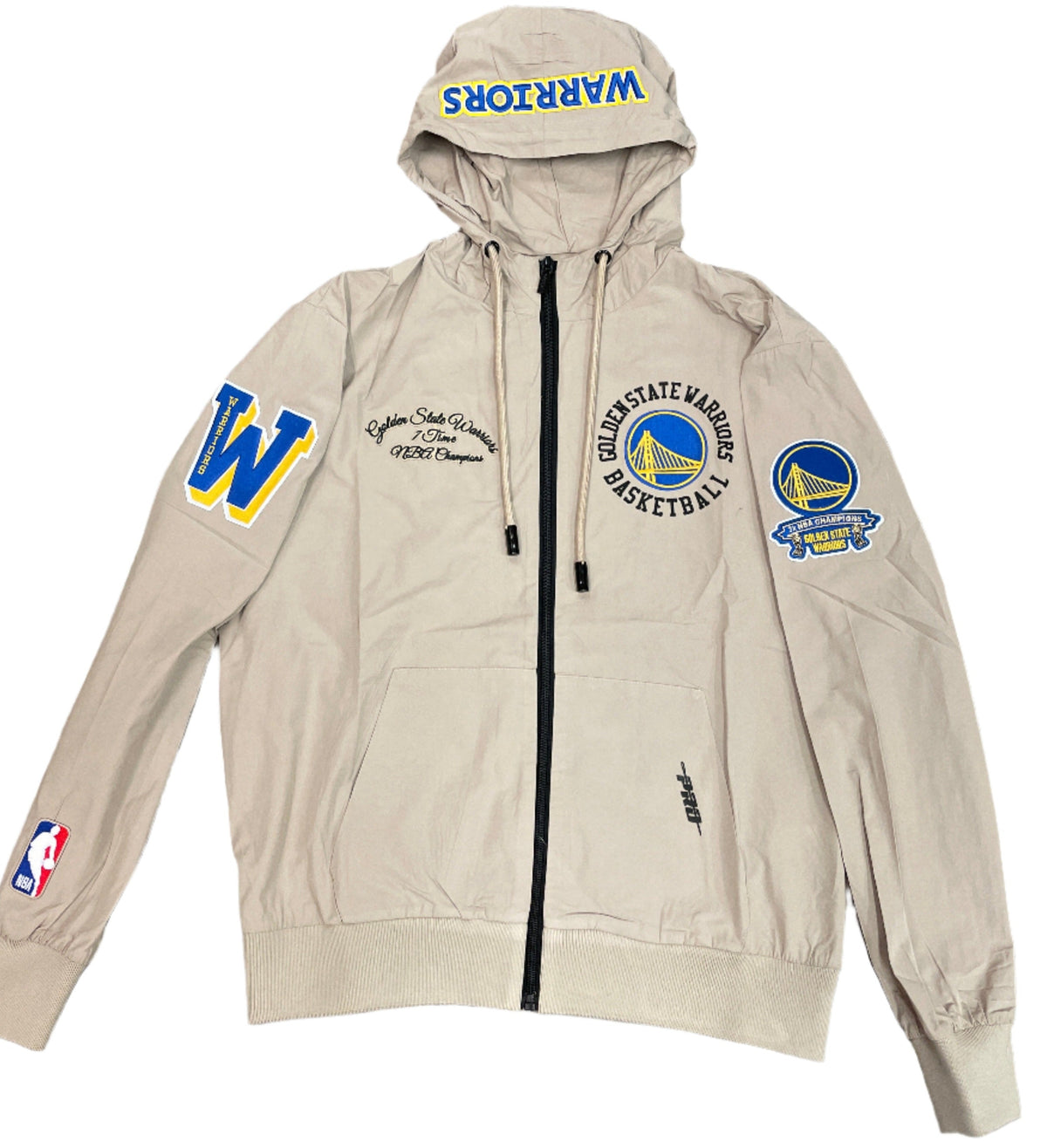 Pro Standard Men Golden State Warriors Hybrid Woven Hoodie-Khaki product image 1, provided for visual reference and product
