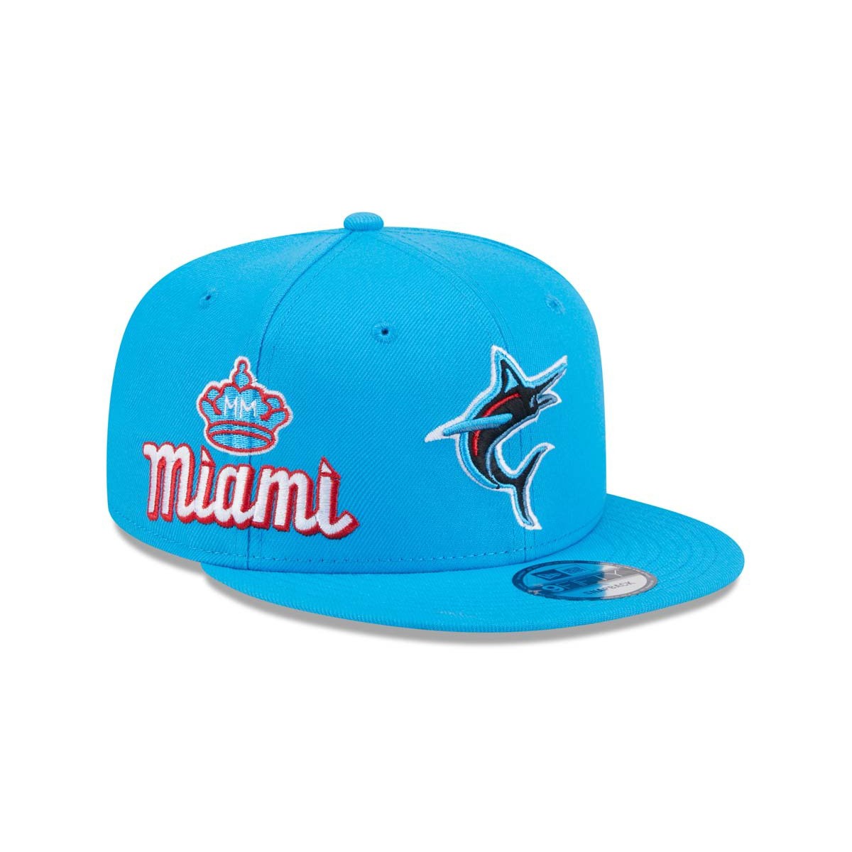New Era Miami Marlins City Connect Icon 9FIFTY Snapback Hat-blue product image 1, provided for visual reference and product