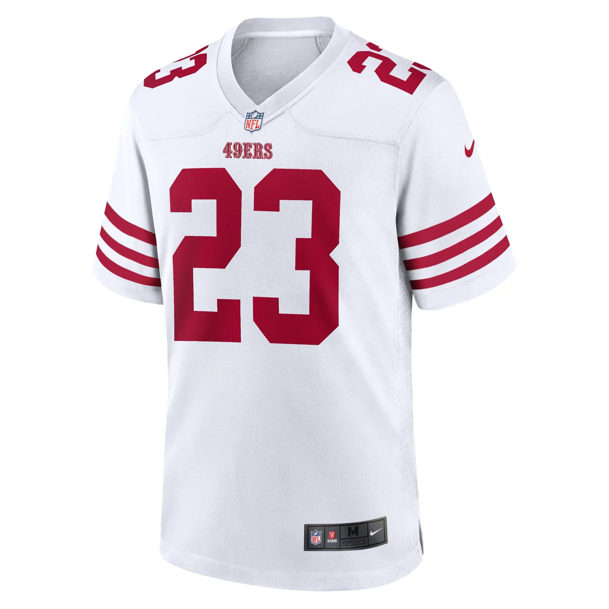 Nike Youth San Francisco 49ers Christian McCaffrey Game Jersey - White product image 1, provided for visual reference and