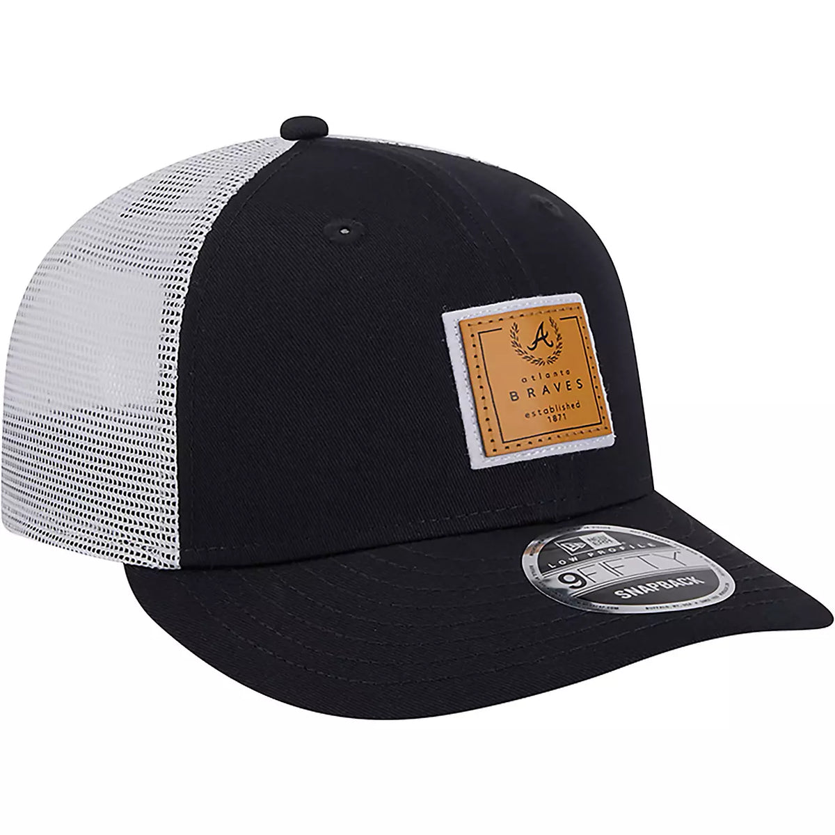 New Era Atlanta Braves Court Sport Low Profile 9FIFTY Trucker Snapback Hat product image 1, provided for visual reference