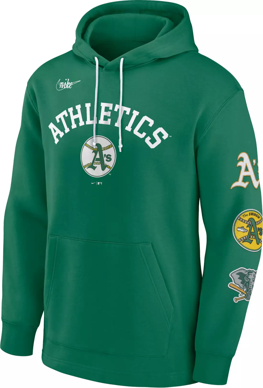 Nike Men Oakland Athletics Green Cooperstown Collection Rewind Hoodie product image 1, provided for visual reference and