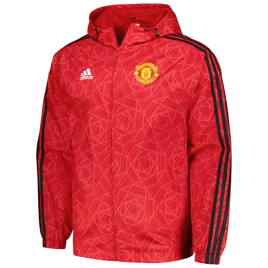 Adidas Men Manchester United DNA Full-Zip Windbreaker 23/24-Red product image 1, provided for visual reference and product