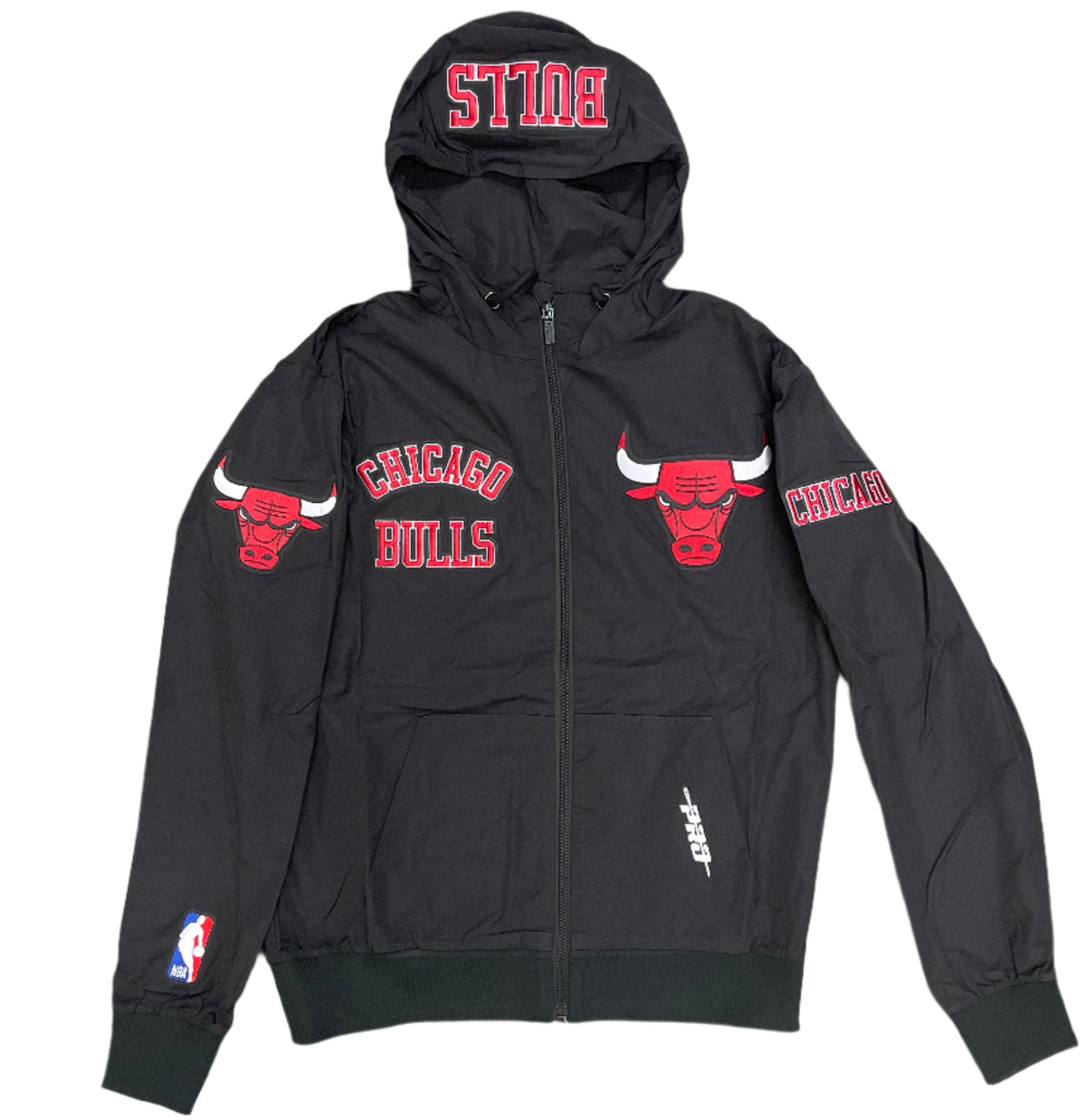 Pro Standard Chicago Bulls Hybrid Woven Fz Jacket-Black product image 1, provided for visual reference and product detail