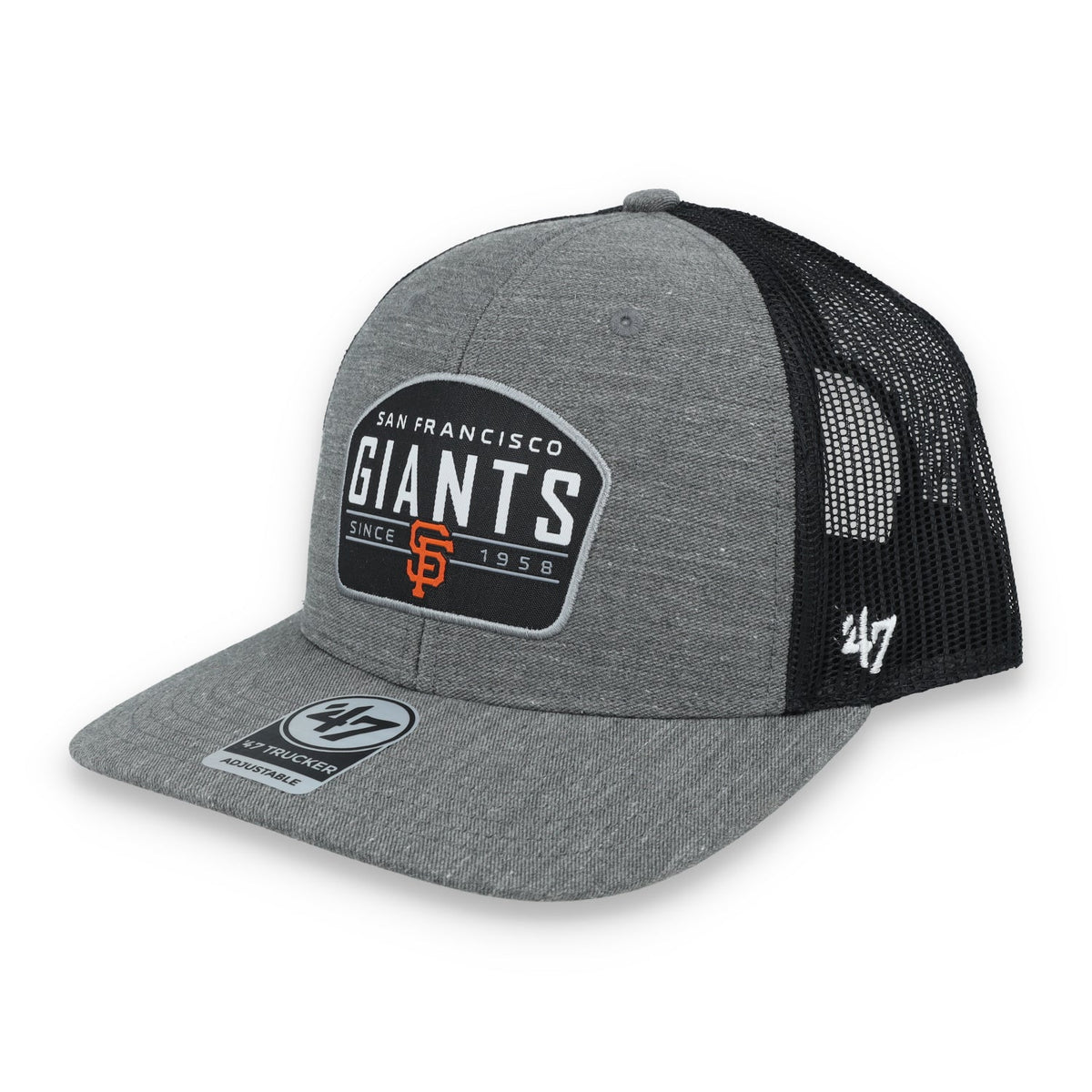 '47 Brand San Francisco Giants Slate Trucker Adjustable Hat - Charcoal/Black product image 3, provided for visual reference