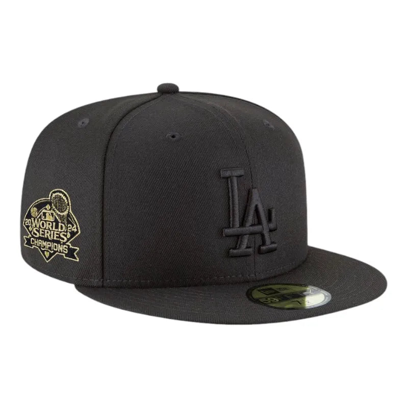 Los Angeles Dodgers New Era 59FIFTY Fitted Hat with Gold 2024 WS Champions Patch Gray UV product image 1, provided for