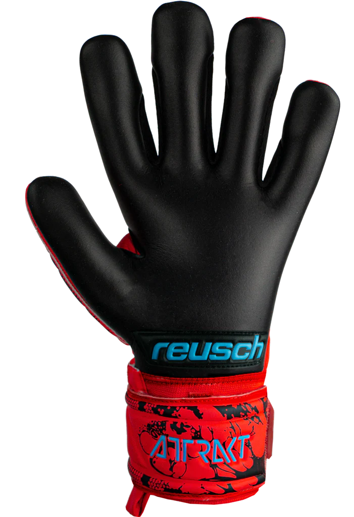 Reusch Attrakt Grip Evolution Finger Support-Brig Red/Futr Blu/Black product image 2, provided for visual reference and