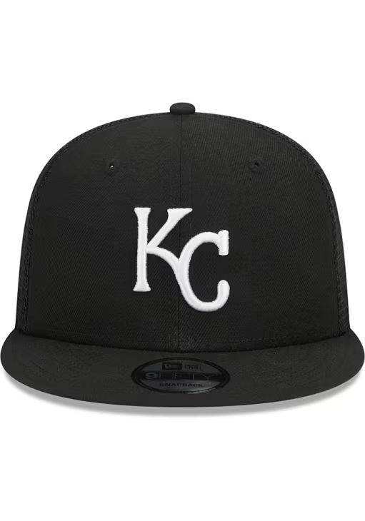 New Era Kansas City Royals 9FIFTYTrucker Snapback Hat-Black/White product image 3, provided for visual reference and product