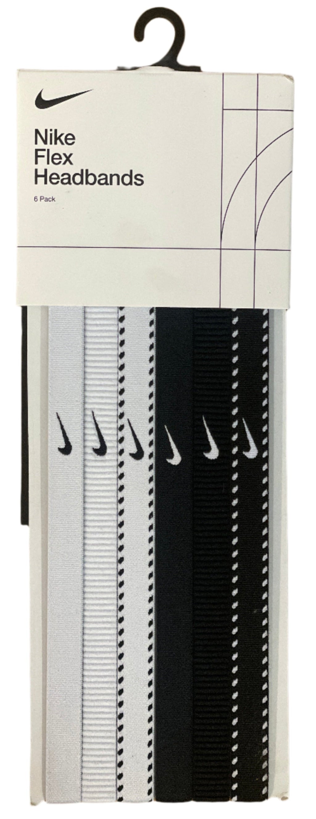 Nike Flex Headbands 6-Pack -Black/White product image 2, provided for visual reference and product detail review