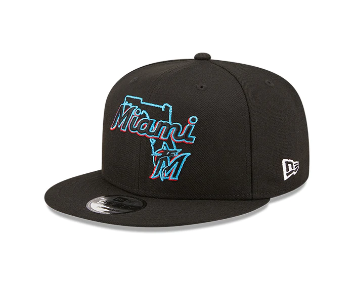 New Era Miami Marlins Logo State 9FIFTY Snapback Hat-Black product image 2, provided for visual reference and product detail