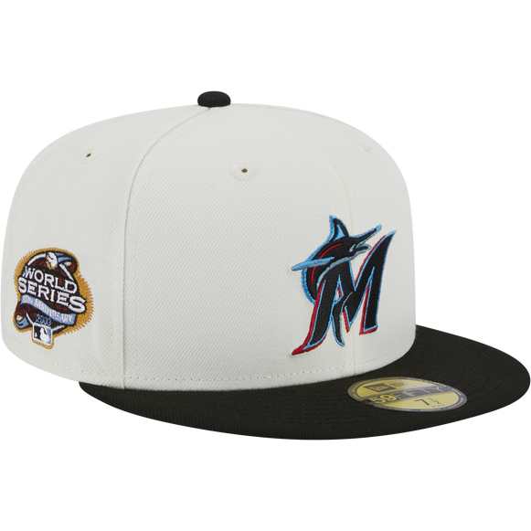 New Era Miami Marlins Throwback 2003 Worlds Series 59FIFTY Fitted Ivory Hat product image 1, provided for visual reference