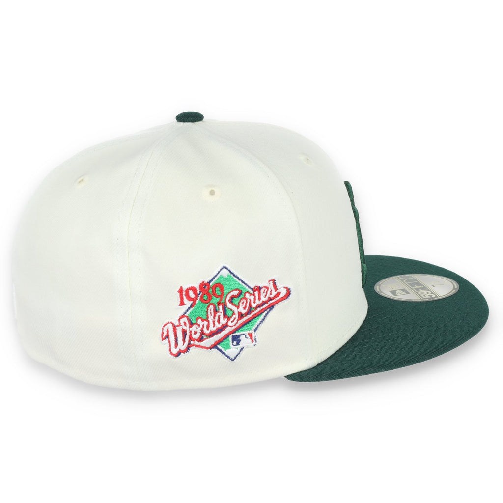 New Era Oakland Athletics Throwback 1989 World Series Patch 59FIFTY Fitted Ivory Hat product image 7, provided for visual