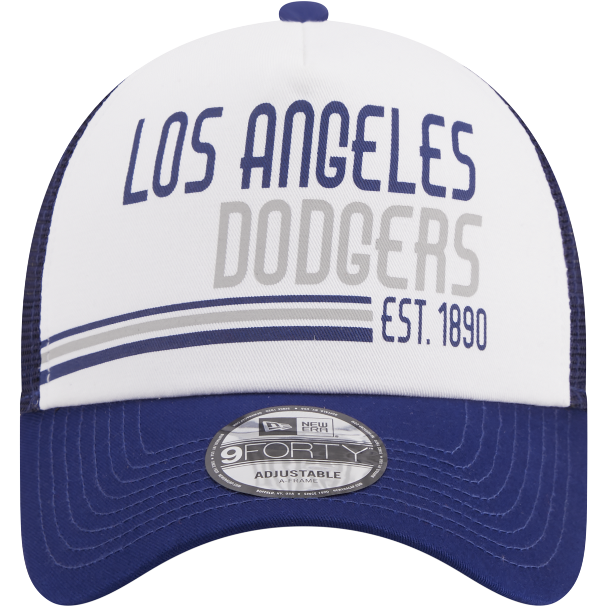 New Era Los Angeles Dodgers A Frame Stacked Trucker Cap product image 2, provided for visual reference and product detail