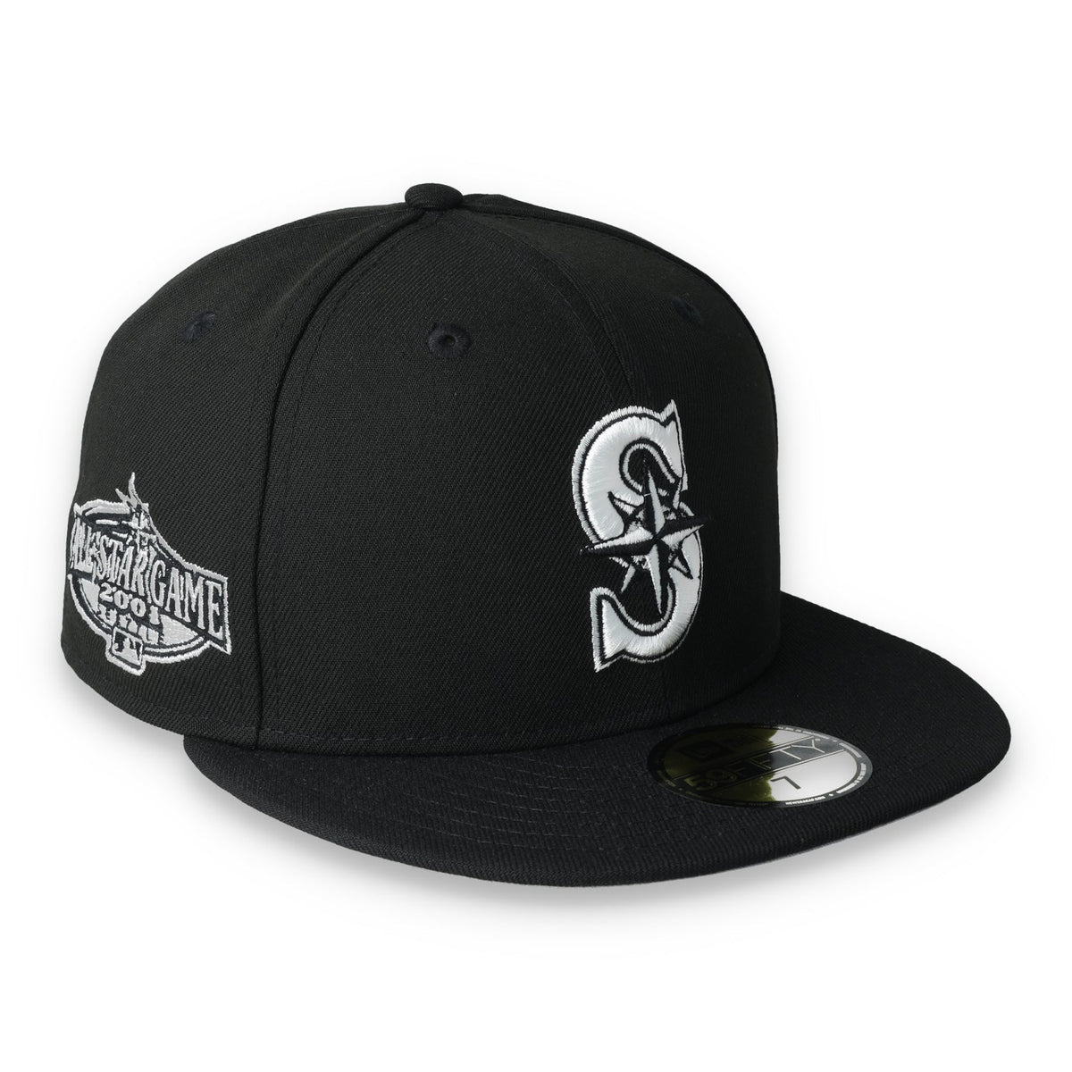 New Era Seattle Mariners Side Patch 2001 All Star Game 59Fifty Fitted-Black/White product image 1, provided for visual