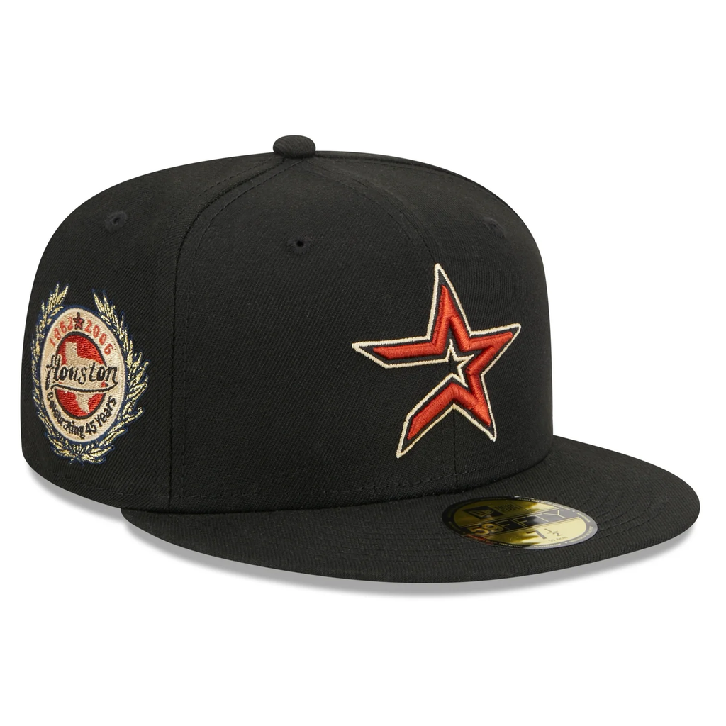 New Era Houston Astros Laurel 45th Anniversary Side Patch 59fifty Fitted Cap-Black product image 1, provided for visual