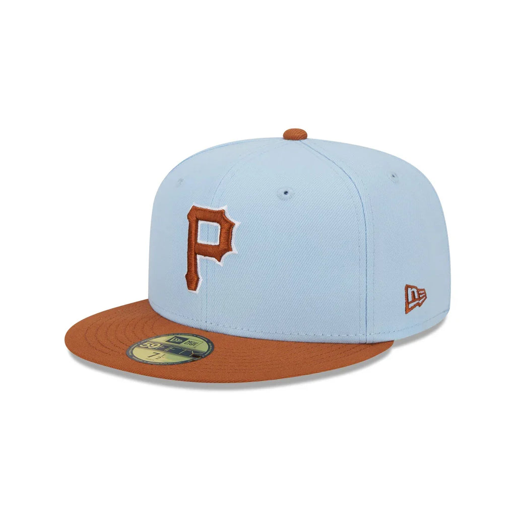 New Era Pittsburgh Pirates Color Pack 59FIFTY Fitted Hat-Light Blue/Rust Orange product image 2, provided for visual
