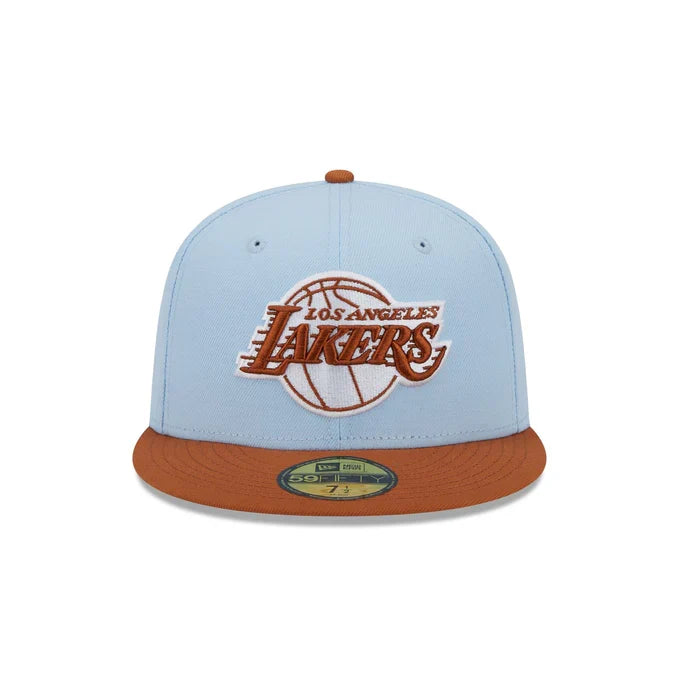New Era Los Angeles Lakers Color Pack 59FIFTY Fitted Hat-Light Blue/Rust Orange product image 3, provided for visual