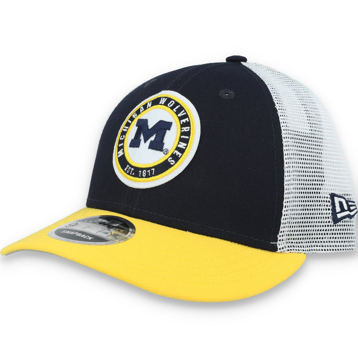 New Era Michigan Wolverines Throwback Low Profile 9FIFTY Trucker Snapback Hat product image 6, provided for visual reference