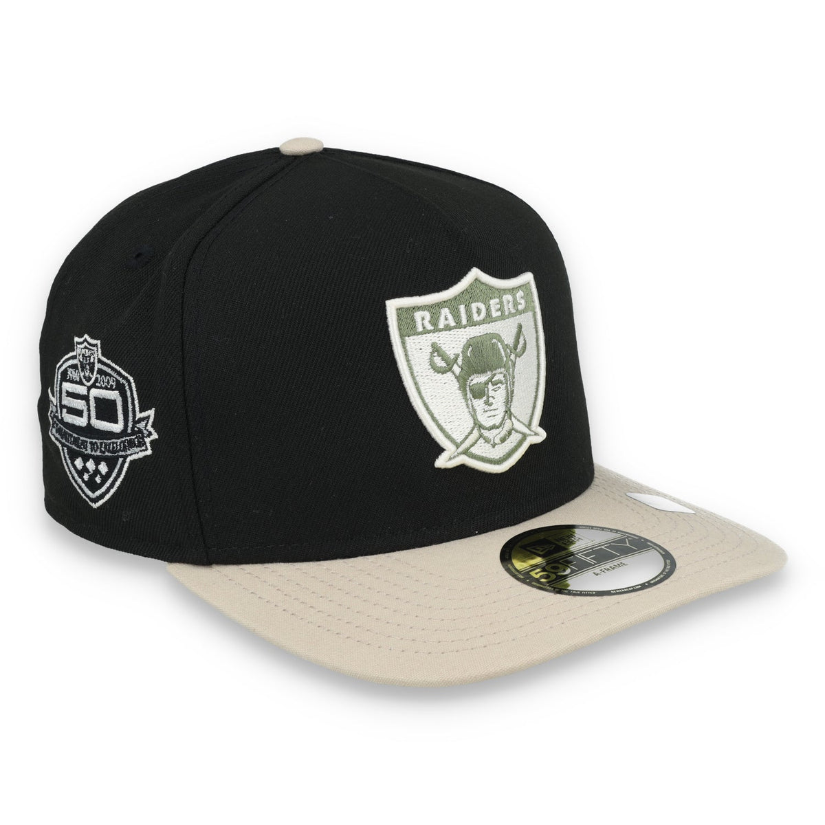 New Era Las Vegas Raiders 50th Anniversary Side Patch Canvas A-Frame 59FIFTY Fitted Hat product image 1, provided for visual