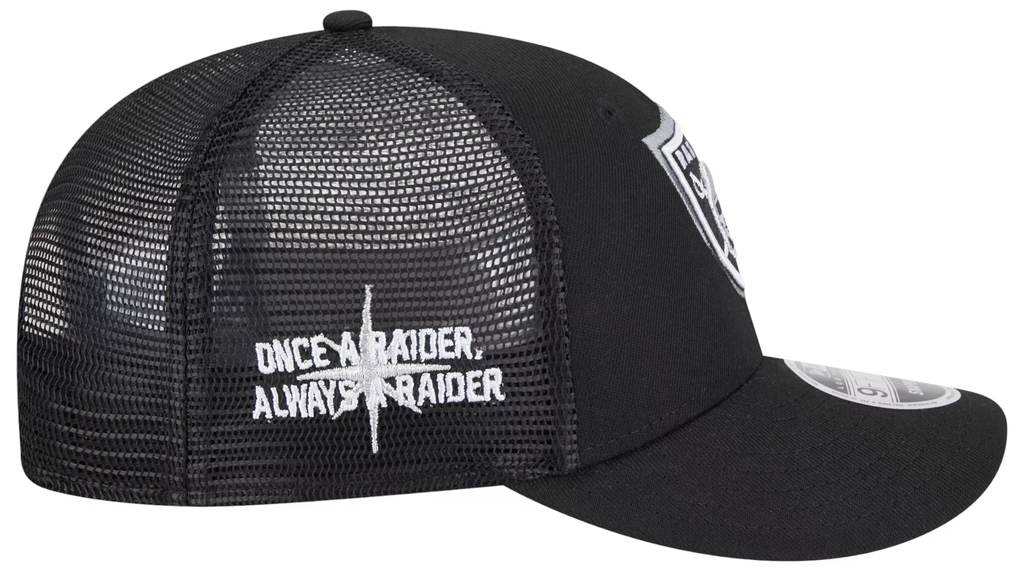 New Era Men Las Vegas Raiders 2024 NFL Draft Black Low Profile 9Fifty Trucker Adjustable Hat product image 4, provided for