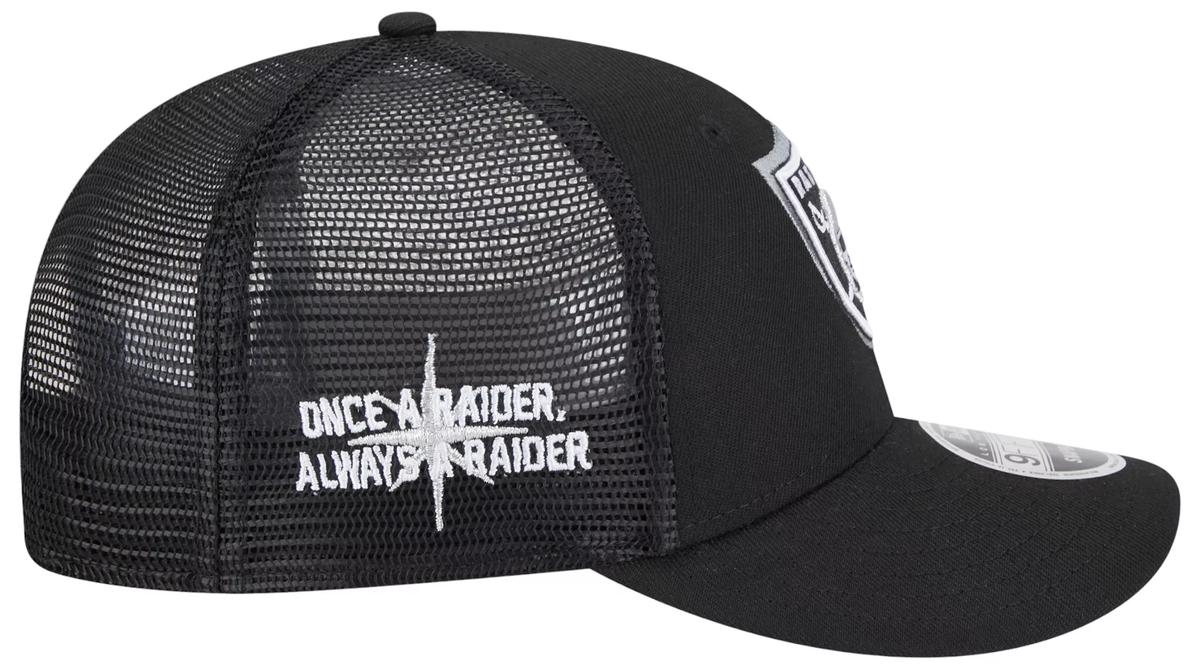 New Era Men Las Vegas Raiders 2024 NFL Draft Black Low Profile 9Fifty Trucker Adjustable Hat product image 4, provided for
