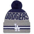 New Era Los Angeles Dodgers Gray Sport Night Runner Cuffed Knit With Pom product image 1, provided for visual reference and