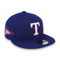 New Era Texas Rangers Pennant Side Patch 59FIFTY Fitted Hat product image 1, provided for visual reference and product