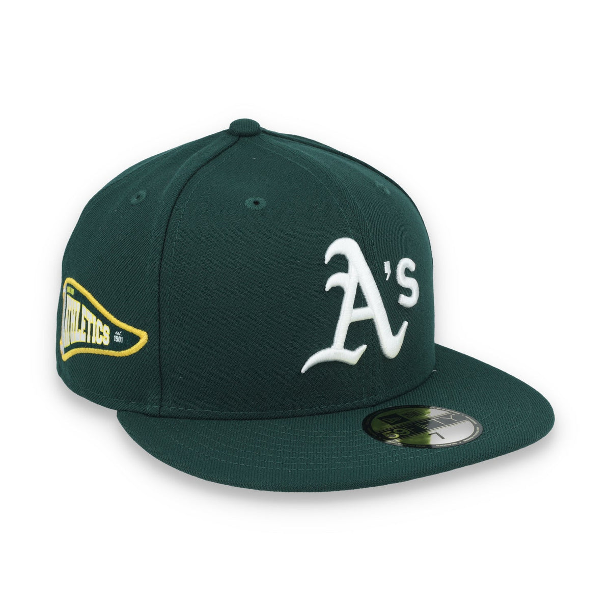 New Era Oakland Athletics Pennant Side Patch 59FIFTY Fitted Hat product image 1, provided for visual reference and product