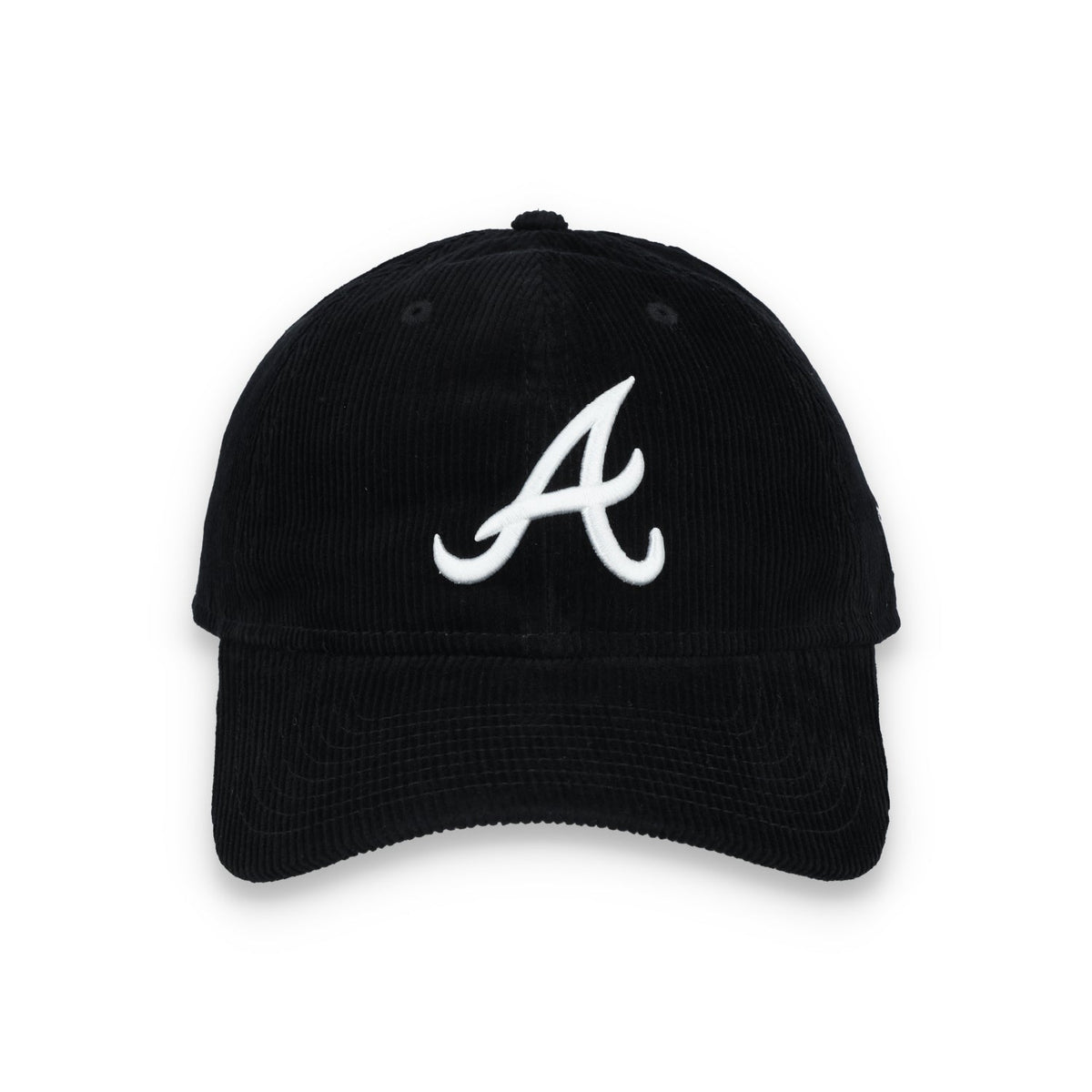New Era Atlanta Braves Corduroy 9TWENTY Adjustable Hat-Black/White product image 2, provided for visual reference and