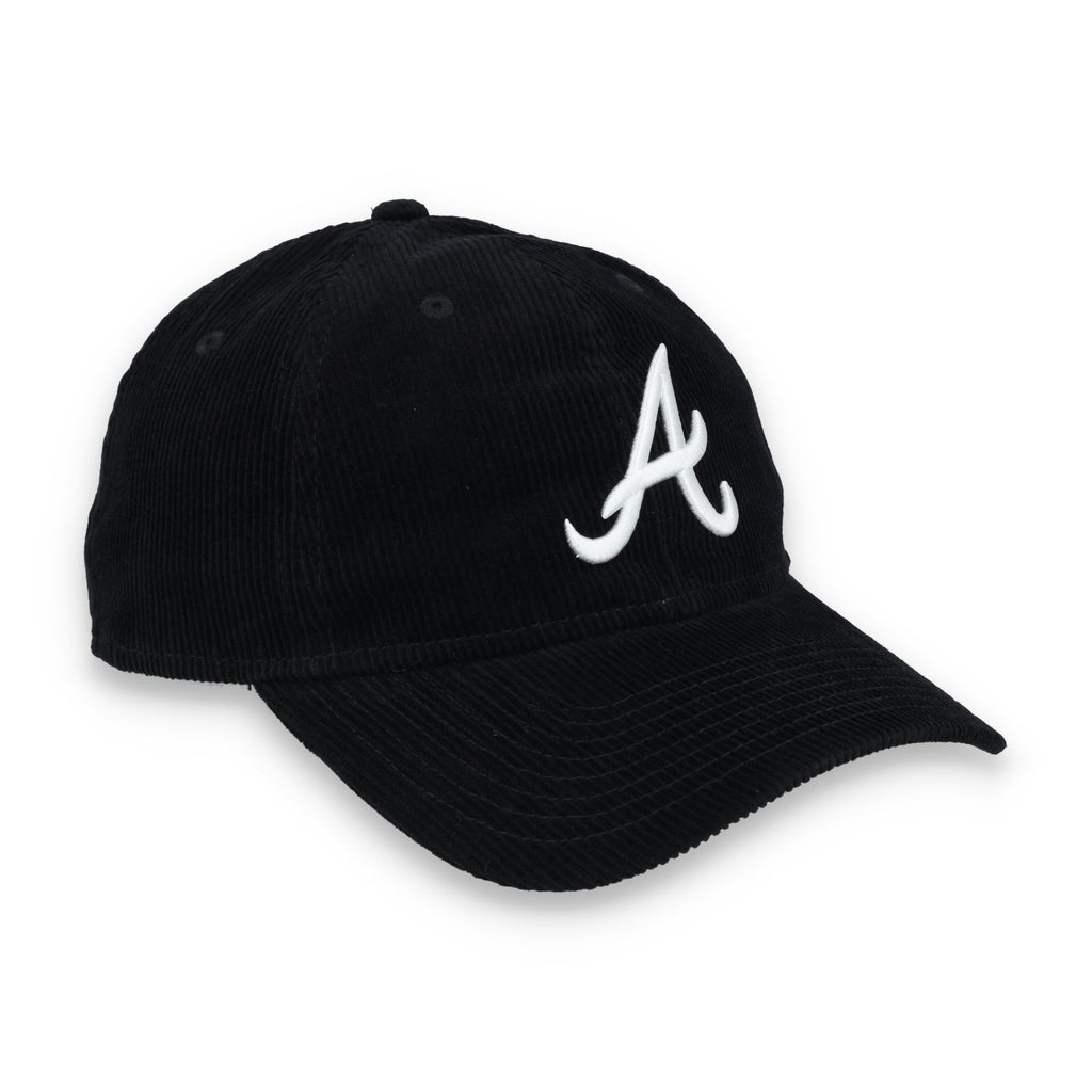 New Era Atlanta Braves Corduroy 9TWENTY Adjustable Hat-Black/White product image 1, provided for visual reference and