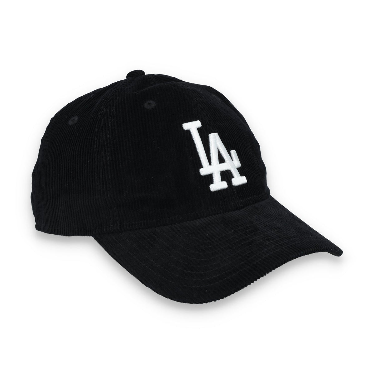 New Era Los Angeles Dodgers Corduroy 9TWENTY Adjustable Hat-Black/White product image 1, provided for visual reference and