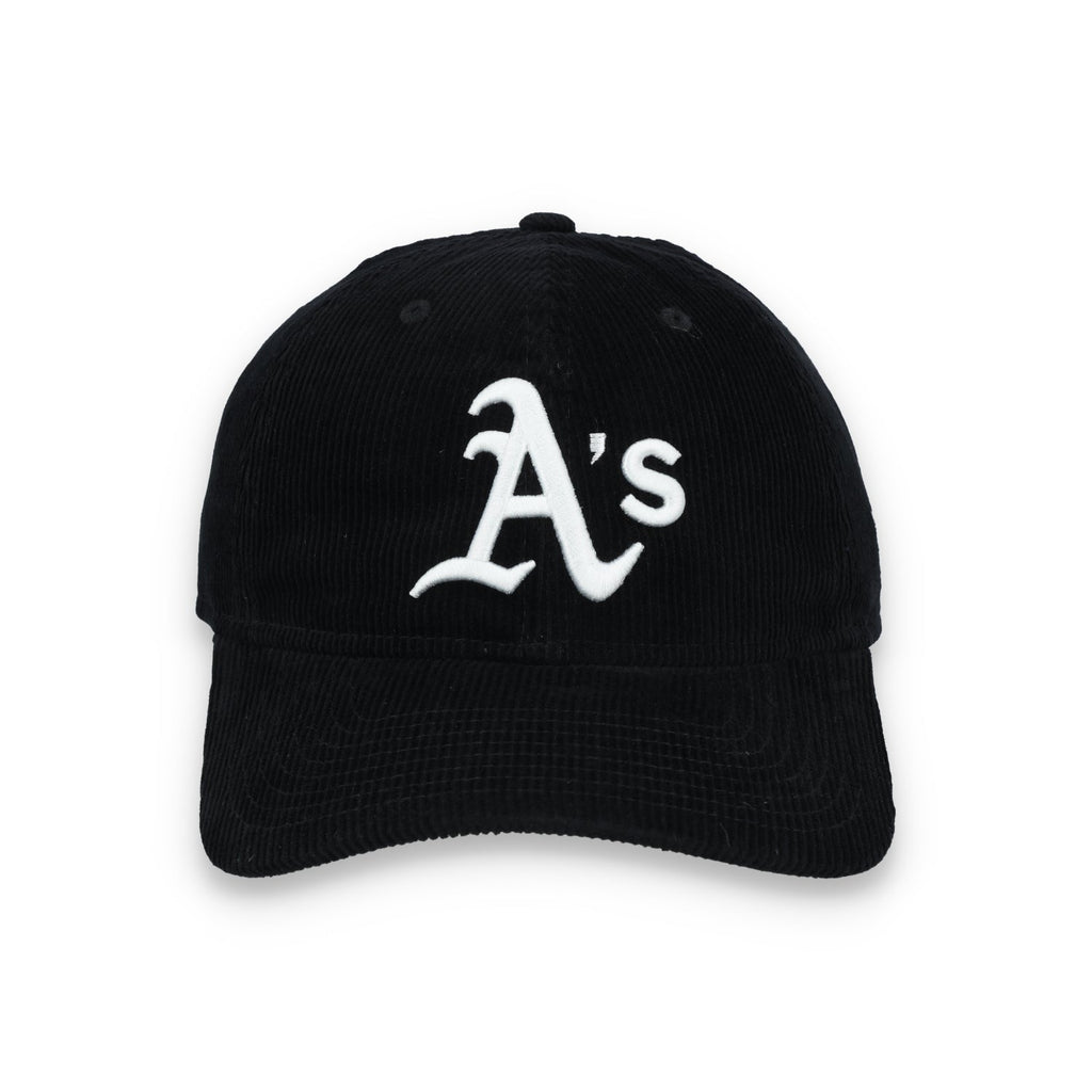 New Era Oakland Athletics Corduroy 9TWENTY Adjustable Hat-Black/White product image 2, provided for visual reference and