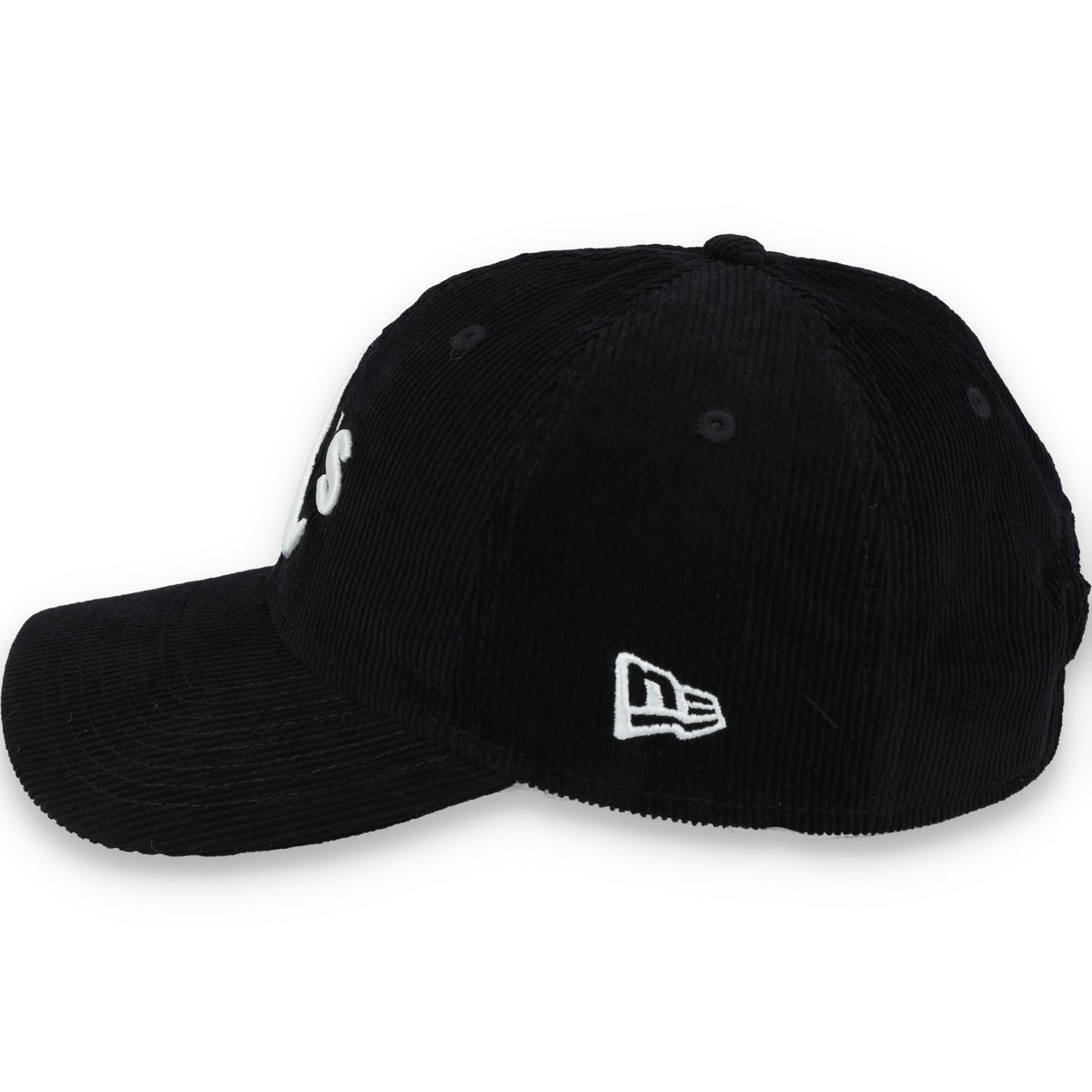 New Era Oakland Athletics Corduroy 9TWENTY Adjustable Hat-Black/White product image 4, provided for visual reference and