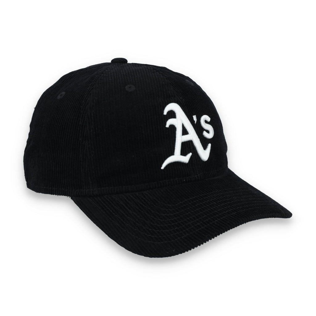 New Era Oakland Athletics Corduroy 9TWENTY Adjustable Hat-Black/White product image 1, provided for visual reference and